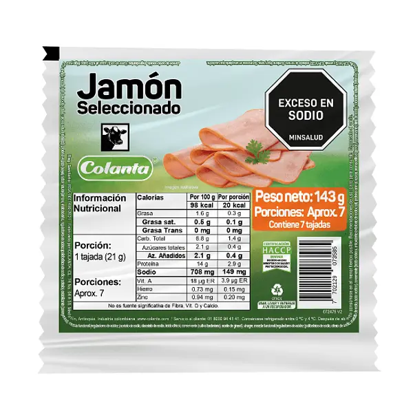 Jamón Colanta 143 g x 7 u