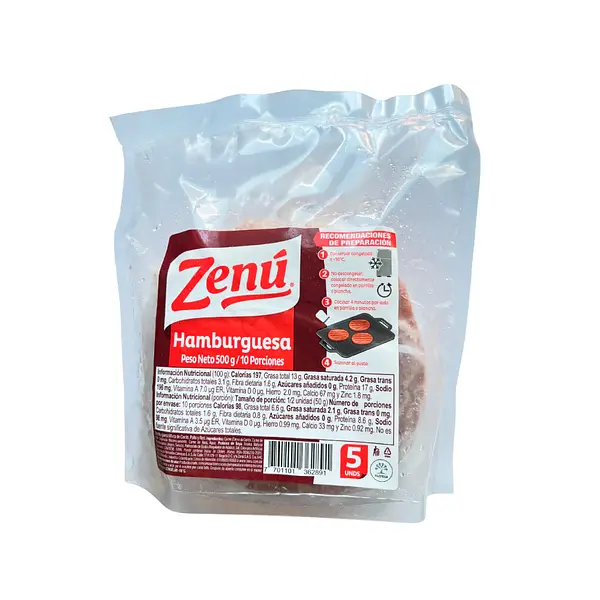 Hamburguesa Zenú 500 g x 10 u