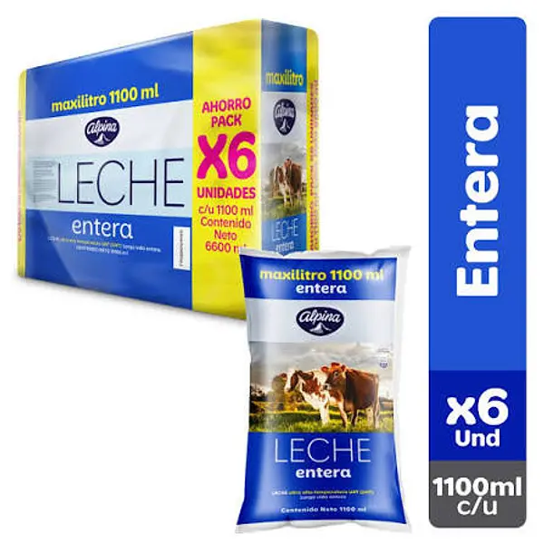 Sixpack Leche Entera Alpina