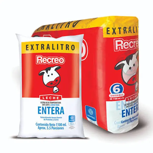 Sixpack Leche Entera Recreo